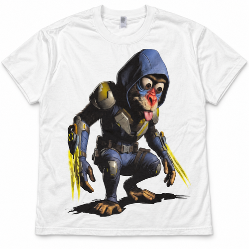 Dial M for Mandrill Armored Crouch white graphic tee