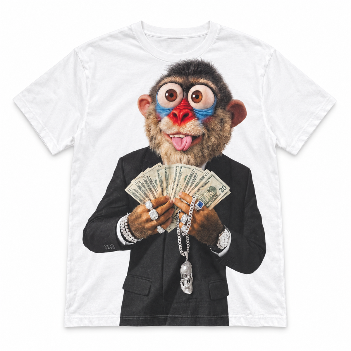 Dial M for Mandrill Cash Fan white graphic tee