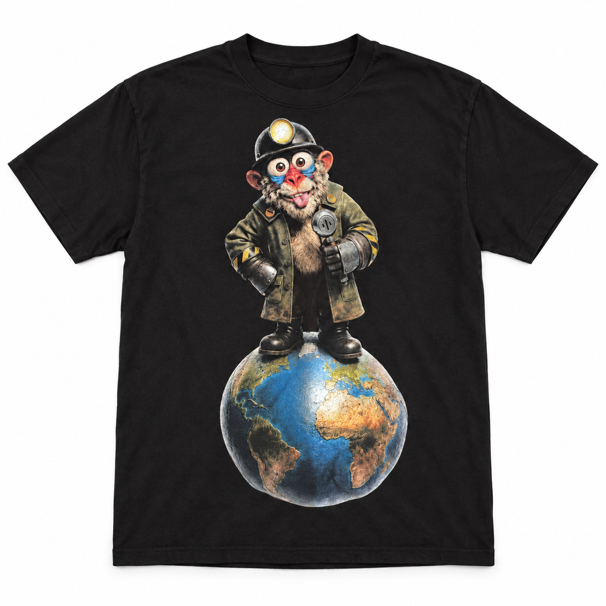 Dial M for Mandrill Globe Rider black graphic tee